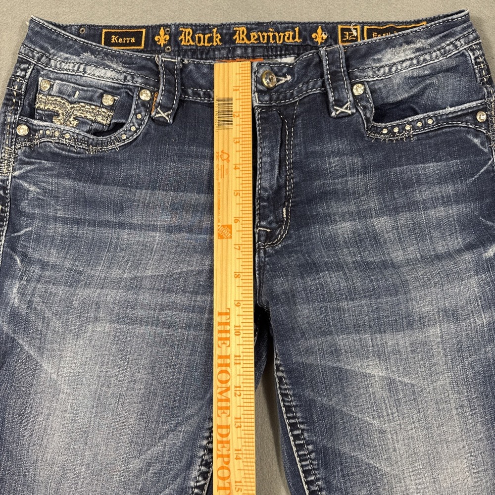 Rock Revival Kerra Easy Skinny Stretch Jean WOMEN 32x29 WHISKERING THICK STITCH - Picture 6 of 9